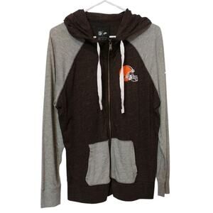 Cleveland Browns Hoodie NFL Thin T-shirt Zip Up Jacket Orange Helmet Football gc